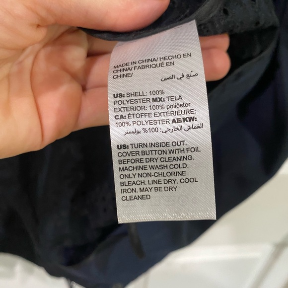 Chicos Eyelet Jacket Sz 2 L Navy Zip Front Lightweight Womens Long Sleeve - Picture 10 of 13